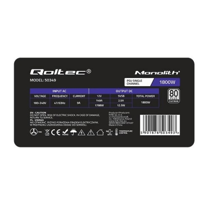 QOLTEC ZASILACZ PCI-E 1800W | 80 PLUS PLATINUM | GAMING MINER-5526422