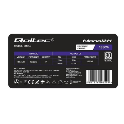 QOLTEC ZASILACZ PCI-E 1850W | 80 PLUS PLATINUM | GAMING MINER-5526432