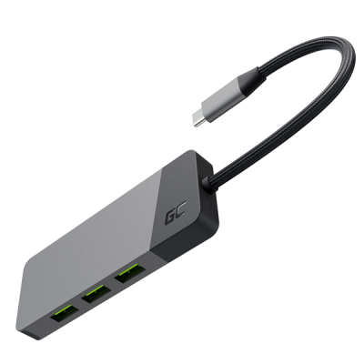 GREEN CELL HUB USB-C ADAPTER GC CONNECT 7W1 (3XUSB 3.1, HDMI 4K 60HZ, USB-C PD 85W, MICROSD/SD)-5579609