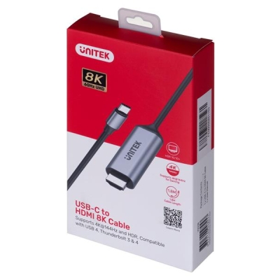 UNITEK KABEL ADAPTER USB-C - HDMI 2.1 8K 60HZ 1,8M-5697856