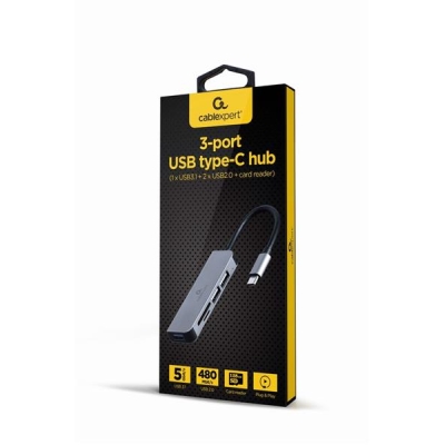 GEMBIRD 3-PORTOWY HUB USB TYPU C (USB 3.1 + USB 2.0) Z CZYTNIKIEM KART-5735591