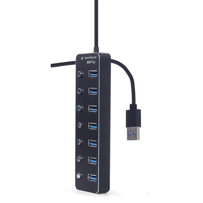GEMBIRD HUB USB 3.1 (GEN 1) 4-PORTOWY Z PRZEŁĄCZNIKAMI, CZARNY-5735595