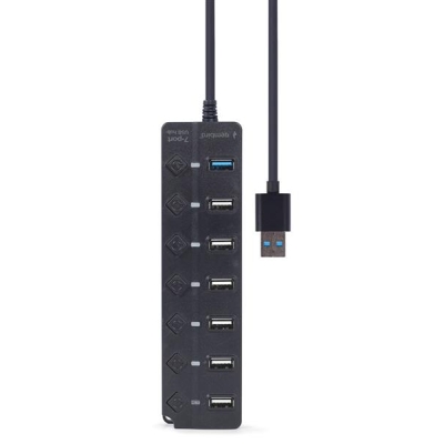 GEMBIRD HUB USB 7-PORTÓW (1 X USB 3.1 + 6 X USB 2.0) Z PRZEŁĄCZNIKAMI, CZARNY-5735602