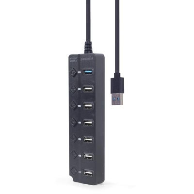 GEMBIRD HUB USB 7-PORTÓW (1 X USB 3.1 + 6 X USB 2.0) Z PRZEŁĄCZNIKAMI, CZARNY-5735604