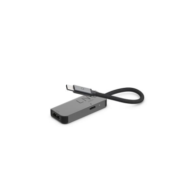 LINQ HUB USB-C ADAPTER 2IN1 (1X HDMI 2.0 4K/60HZ, 1X USB-C PD 100W DO ZASILANIA), PLECIONY KABEL 15 CM-5851574