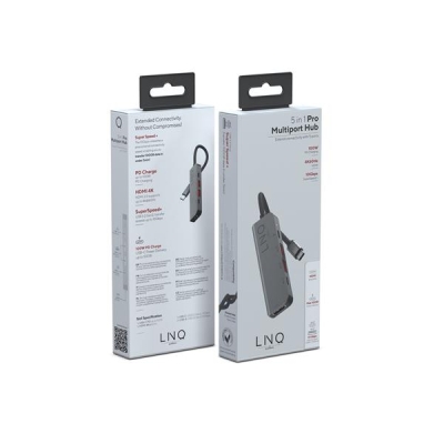 LINQ HUB USB-C 5IN1 PRO MULTIPORT (HDMI 2.0 4K/60HZ, USB-C PD 100 W DO ZASILANIA, USB-C 3.2 GEN2, 2X USB-A 3.2 GEN2)-585