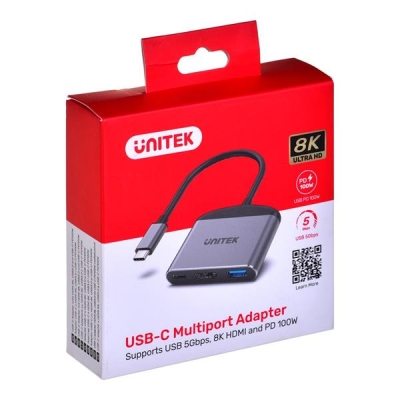 UNITEK ADAPTER USB-C - HDMI 2.1, USB-A, USB-C, PD-5875405