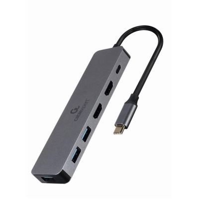 GEMBIRD MULTI ADAPTER USB TYP-C 3W1 SREBRNY HUB USB, HDMI, PD (100W)-5895525