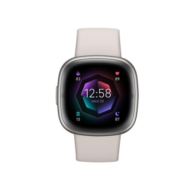 Smart watch Fitbit Sense 2, platinum body with a moon-white silicone strap-6046670