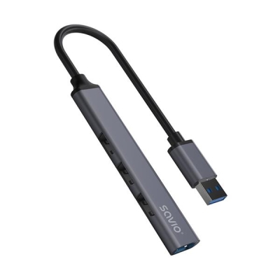 SAVIO HUB USB-A - 3 X USB-A 2.0, 1 X USB-A 3.0, SZARY AK-70-6065518