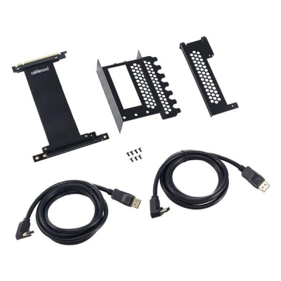 Pionowy uchwyt karty graficznej CableMod z typu riser PCIe x16, 2x DisplayPort - czarny