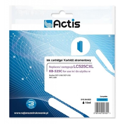 Tusz ACTIS KB-525C (zamiennik Brother LC525C; Standard; 15 ml; niebieski)-932367
