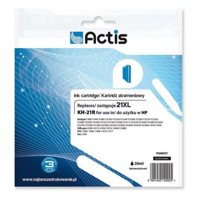 Tusz ACTIS KH-21R (zamiennik HP 21XL C9351A; Standard; 20 ml; czarny)-932492