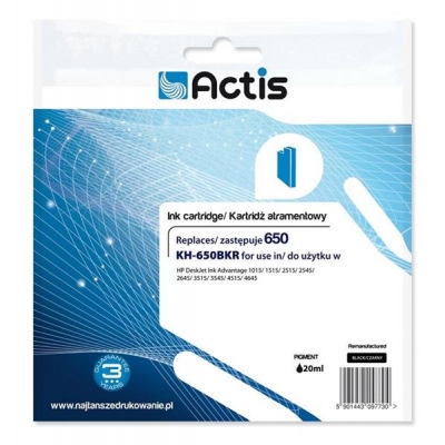 Tusz ACTIS KH-650BKR (zamiennik HP 650 CZ101AE; Standard; 15 ml; czarny)-932572