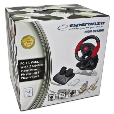 Kierownica z wibracjami Esperanza High Octane EG103 (PC, PS2, PS3; kolor czarny)-934708