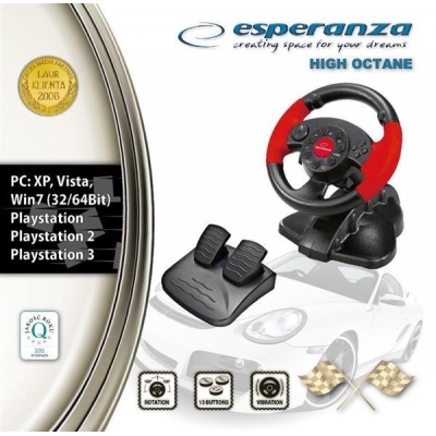 Kierownica z wibracjami Esperanza High Octane EG103 (PC, PS2, PS3; kolor czarny)-934711