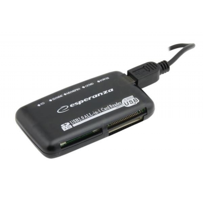 Czytnik kart Esperanza EA117 (Zewnętrzny; Memory Stick Duo, MicroSD (przez adapter), MMC, SD, SDHC, SDXC)-952040