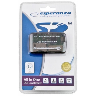 Czytnik kart Esperanza EA117 (Zewnętrzny; Memory Stick Duo, MicroSD (przez adapter), MMC, SD, SDHC, SDXC)-952041