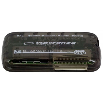 Czytnik kart Esperanza EA117 (Zewnętrzny; Memory Stick Duo, MicroSD (przez adapter), MMC, SD, SDHC, SDXC)-952043