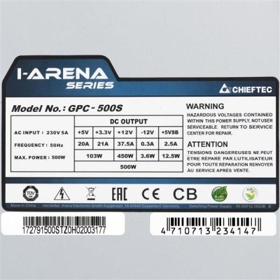 Zasilacz Chieftec iARENA GPC-500S (500 W; Aktywne; 120 mm)-985047